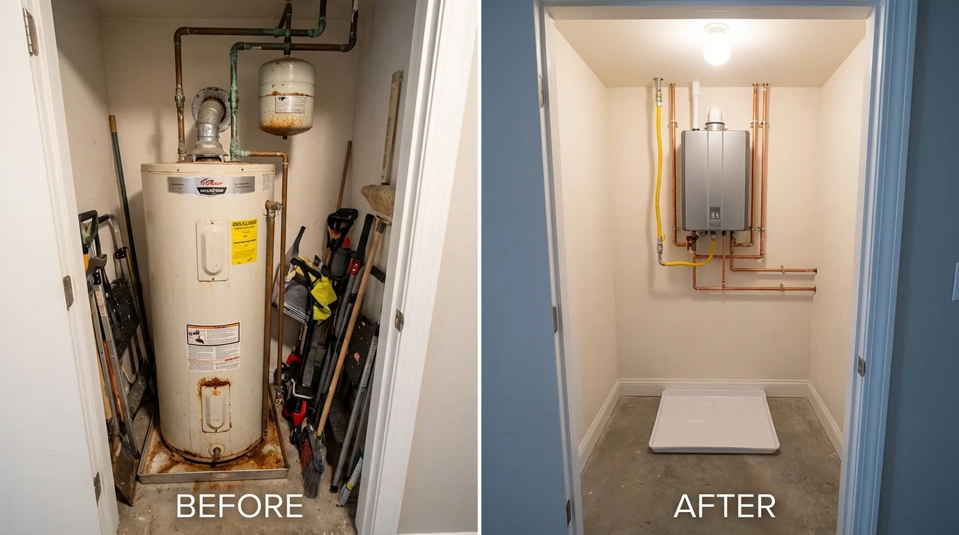 Tank water heater versus wall-mounted tankless unit comparison for Gulf Shores, AL homeowners