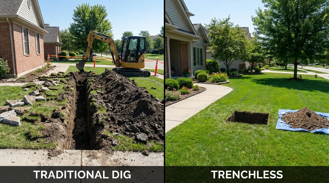 Trenchless sewer repair with minimal yard damage versus traditional excavation in Gulf Shores, AL